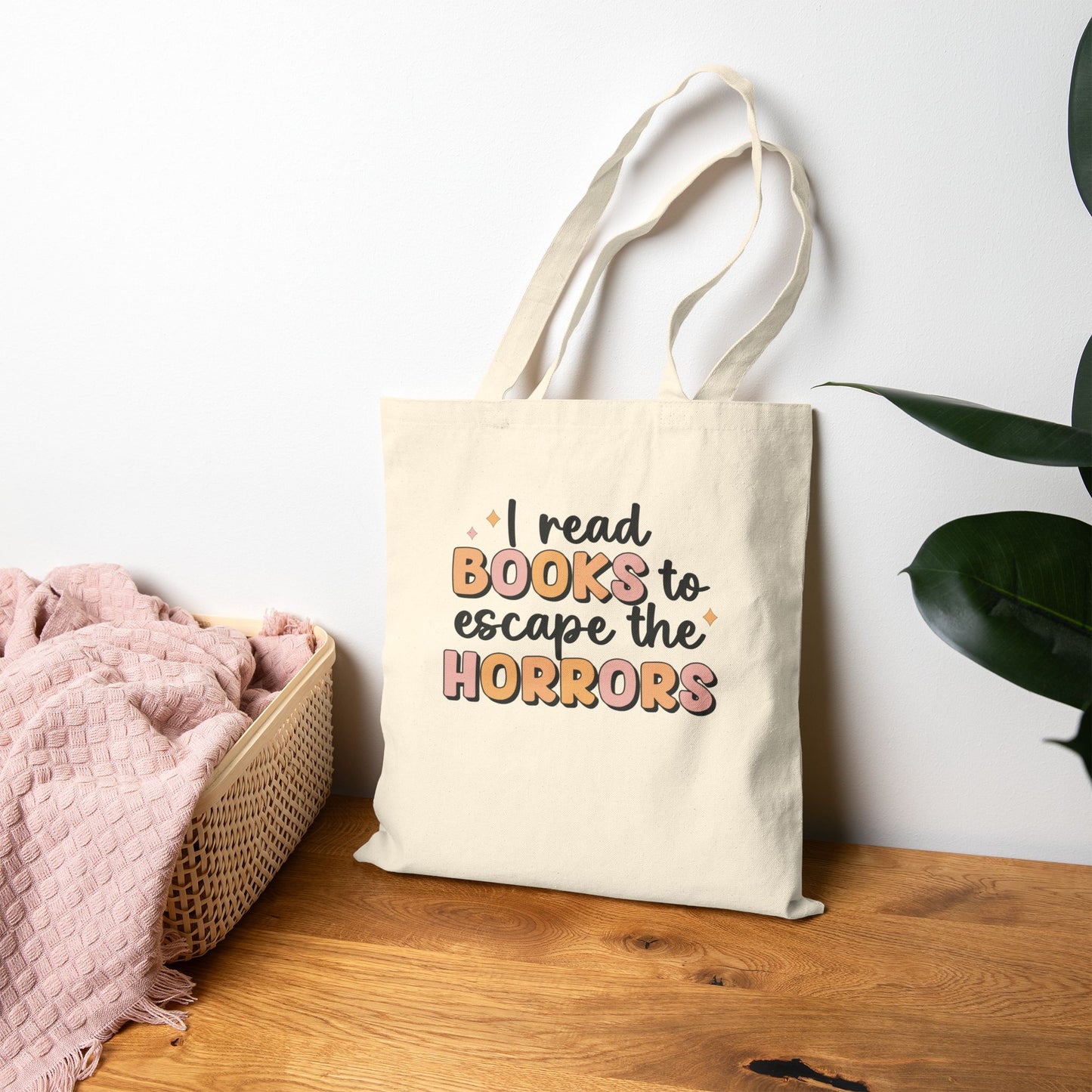 I Read Books to Escape the Horrors - Cotton Canvas Tote Bag