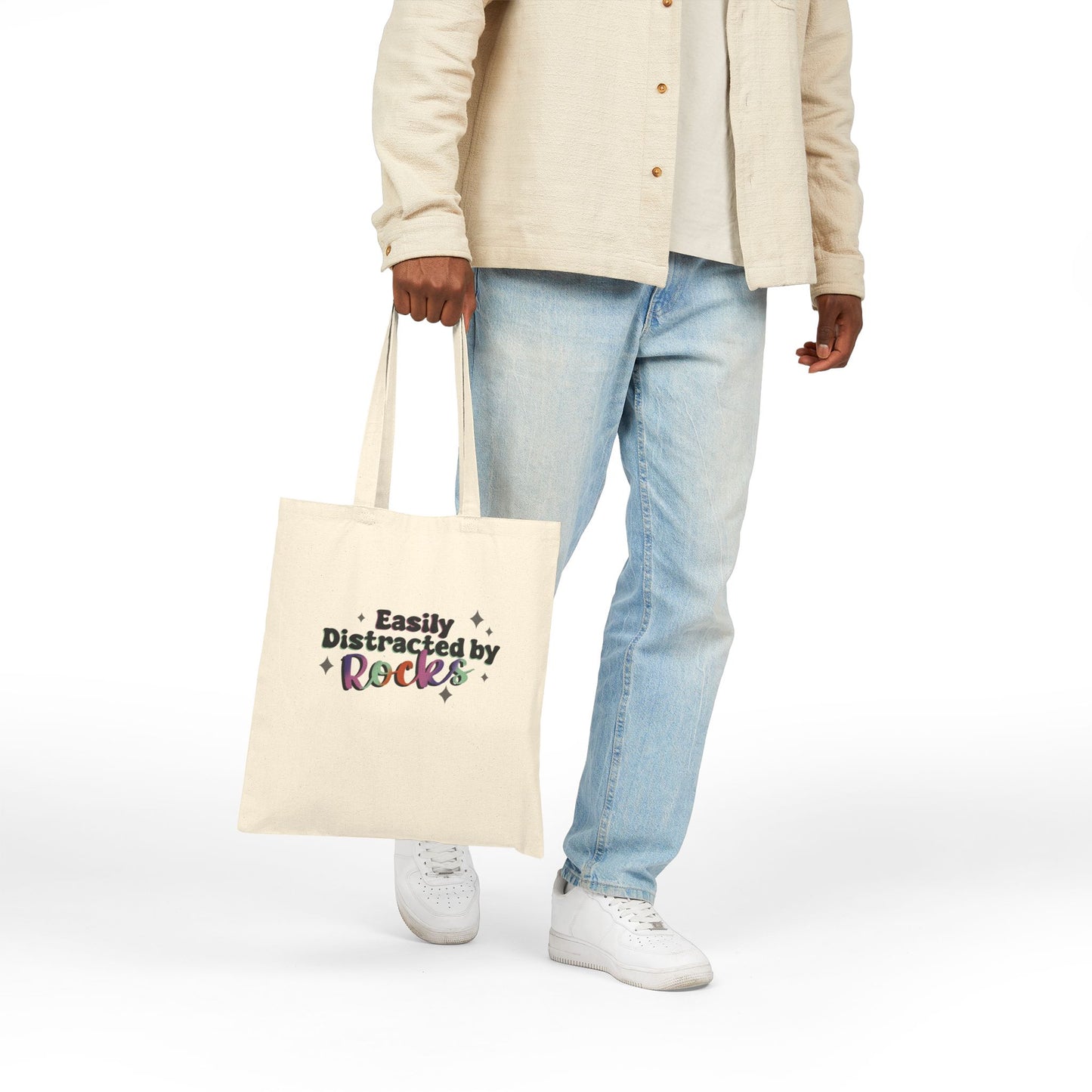 Easily Distracted by Rocks - Canvas Tote Bag